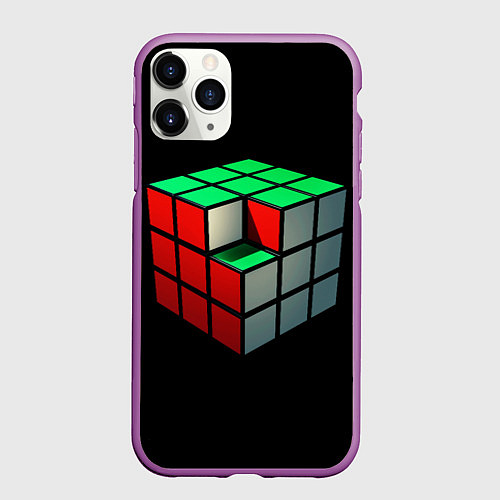 Чехол iPhone 11 Pro матовый Кубик Рубика / 3D-Фиолетовый – фото 1