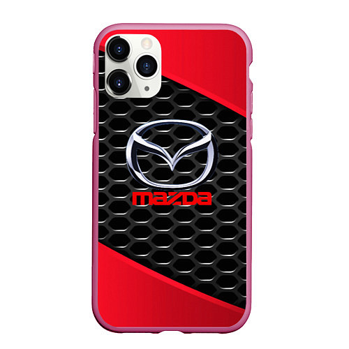 Чехол iPhone 11 Pro матовый MAZDA / 3D-Малиновый – фото 1