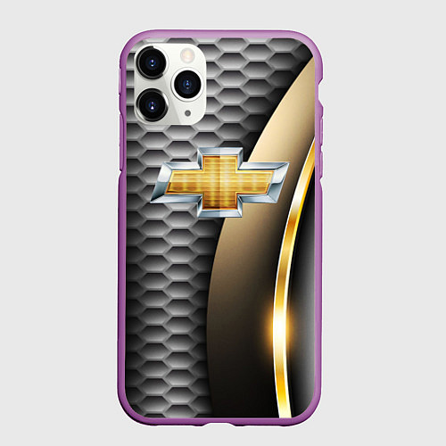 Чехол iPhone 11 Pro матовый CHEVROLET / 3D-Фиолетовый – фото 1