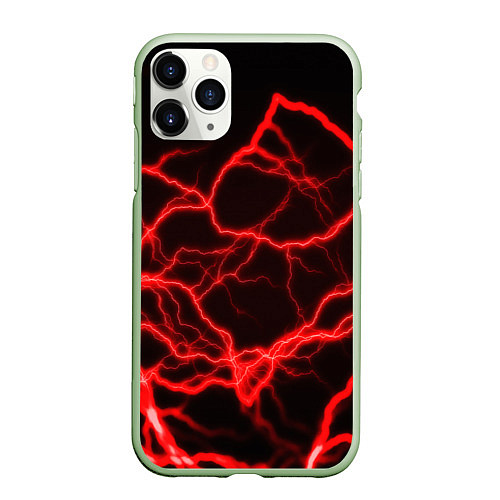 Чехол iPhone 11 Pro матовый МОЛНИИ / 3D-Салатовый – фото 1