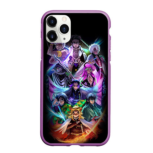 Чехол iPhone 11 Pro матовый KIMETSU NO YAIBA / 3D-Фиолетовый – фото 1