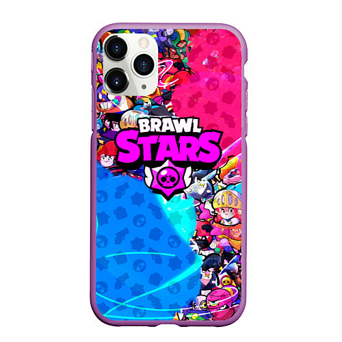 Чехол iPhone 11 Pro матовый BRAWL STARS / 3D-Фиолетовый – фото 1