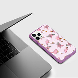Чехол iPhone 11 Pro матовый Розовый фламинго, цвет: 3D-фиолетовый — фото 2