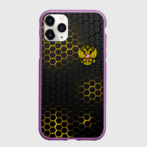 Чехол iPhone 11 Pro матовый РОССИЯ / 3D-Фиолетовый – фото 1