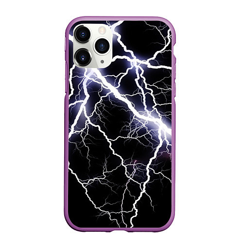 Чехол iPhone 11 Pro матовый Молния / 3D-Фиолетовый – фото 1