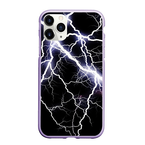 Чехол iPhone 11 Pro матовый Молния / 3D-Светло-сиреневый – фото 1