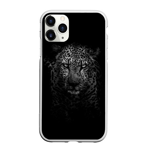 Чехол iPhone 11 Pro матовый Леопард / 3D-Белый – фото 1