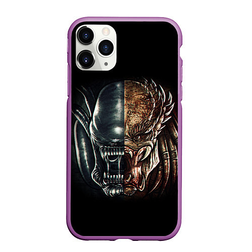 Чехол iPhone 11 Pro матовый PREDATOR / 3D-Фиолетовый – фото 1