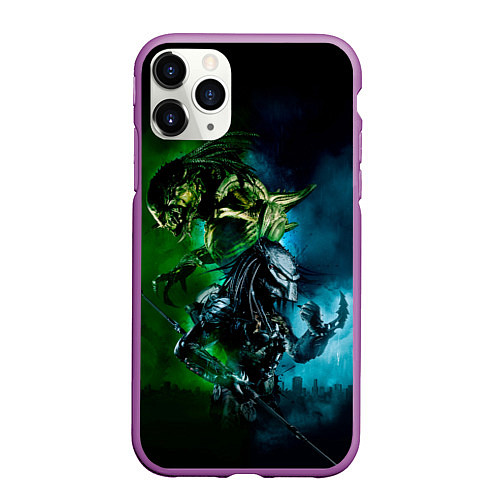 Чехол iPhone 11 Pro матовый PREDATOR / 3D-Фиолетовый – фото 1