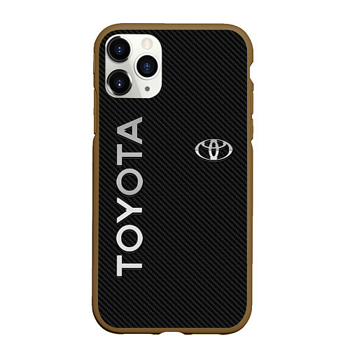Чехол iPhone 11 Pro матовый Toyota CARBON / 3D-Коричневый – фото 1