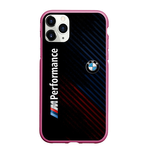 Чехол iPhone 11 Pro матовый BMW PERFORMANCE / 3D-Малиновый – фото 1