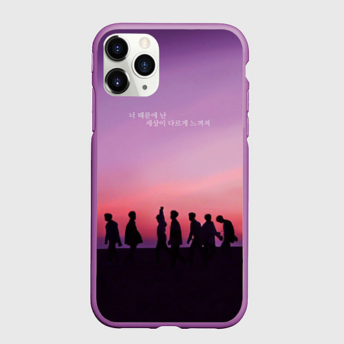Чехол iPhone 11 Pro матовый BTS / 3D-Фиолетовый – фото 1