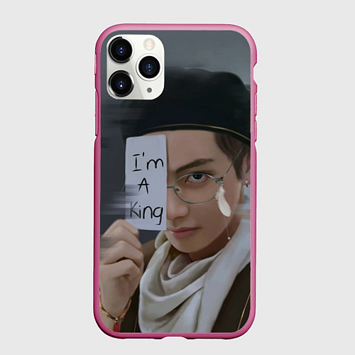 Чехол iPhone 11 Pro матовый BTS / 3D-Малиновый – фото 1
