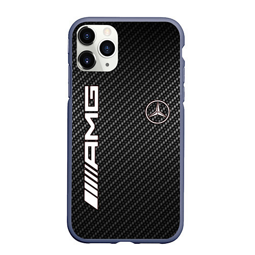 Чехол iPhone 11 Pro матовый MERCEDES CARBON / 3D-Серый – фото 1