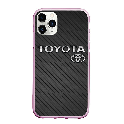 Чехол iPhone 11 Pro матовый Toyota Carbon / 3D-Розовый – фото 1