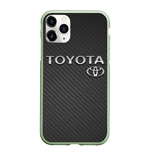 Чехол iPhone 11 Pro матовый Toyota Carbon / 3D-Салатовый – фото 1