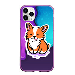 Чехол iPhone 11 Pro матовый Милый корги, цвет: 3D-фиолетовый