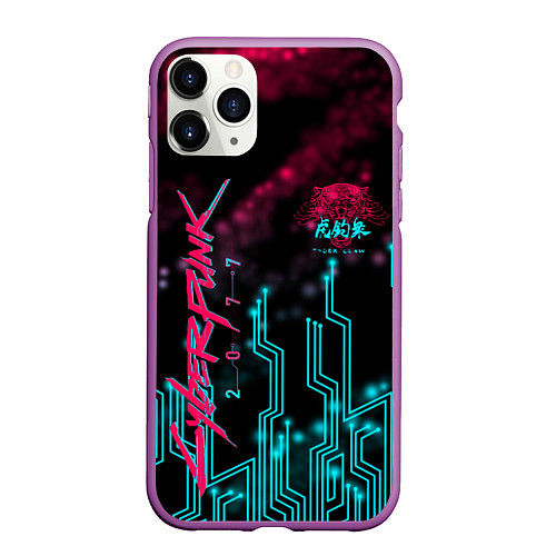 Чехол iPhone 11 Pro матовый CYBERPUNK / 3D-Фиолетовый – фото 1