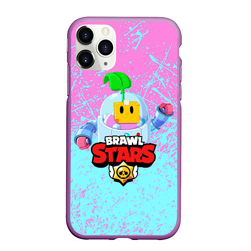 Чехол iPhone 11 Pro матовый BRAWL STARS SPROUT / 3D-Фиолетовый – фото 1