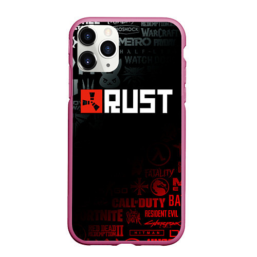 Чехол iPhone 11 Pro матовый RUST / 3D-Малиновый – фото 1