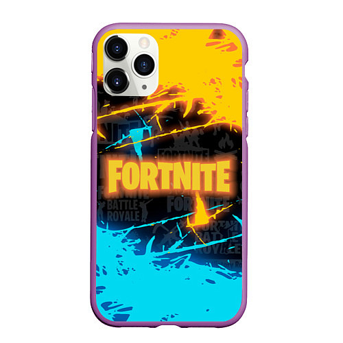 Чехол iPhone 11 Pro матовый FORTNITE / 3D-Фиолетовый – фото 1