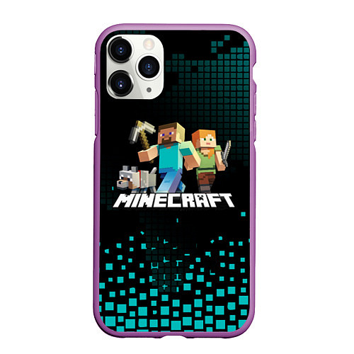 Чехол iPhone 11 Pro матовый Minecraft / 3D-Фиолетовый – фото 1