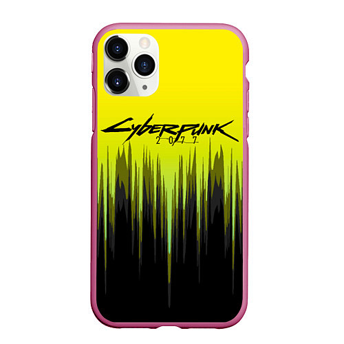 Чехол iPhone 11 Pro матовый CYBERPUNK 2077 / 3D-Малиновый – фото 1