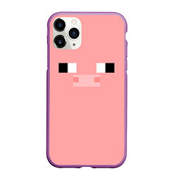 Чехол iPhone 11 Pro матовый Minecraft Pig, цвет: 3D-фиолетовый