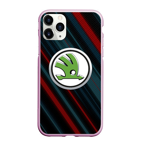 Чехол iPhone 11 Pro матовый Шкода большое лого / 3D-Розовый – фото 1