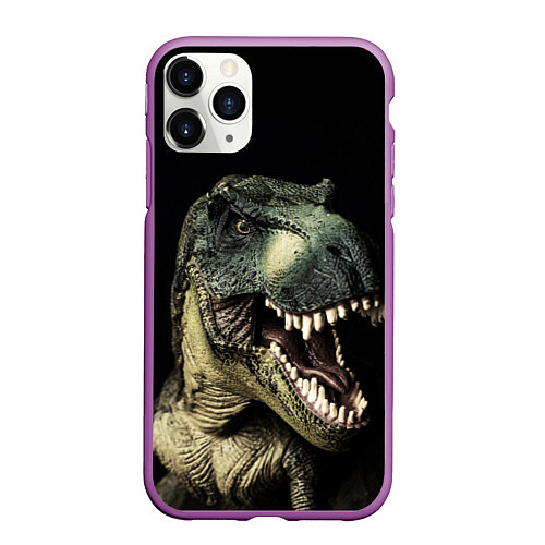 Чехол iPhone 11 Pro матовый Динозавр T-Rex / 3D-Фиолетовый – фото 1