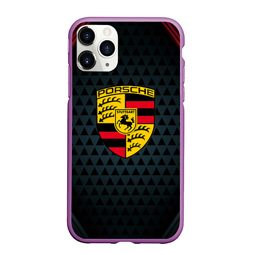 Чехол iPhone 11 Pro матовый PORSCHE / 3D-Фиолетовый – фото 1