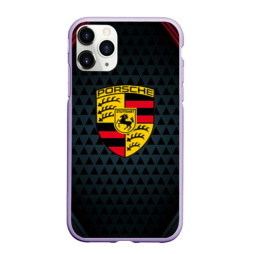 Чехол iPhone 11 Pro матовый PORSCHE / 3D-Светло-сиреневый – фото 1