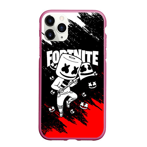 Чехол iPhone 11 Pro матовый FORTNITE x MARSHMELLO / 3D-Малиновый – фото 1