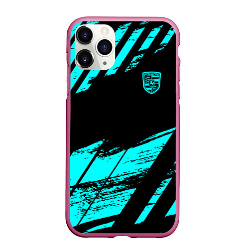 Чехол iPhone 11 Pro матовый Porsche / 3D-Малиновый – фото 1