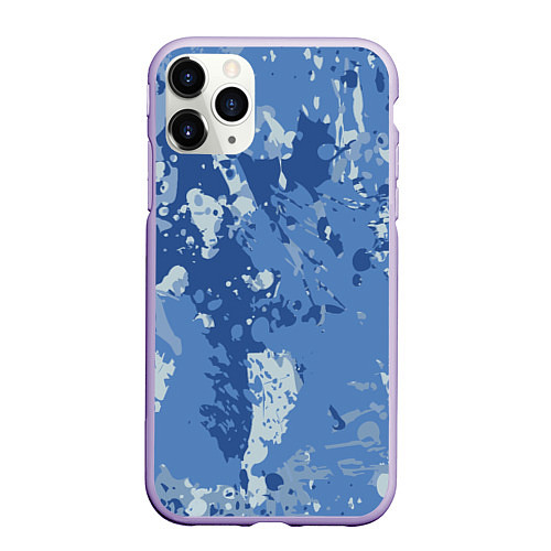 Чехол iPhone 11 Pro матовый КАМУФЛЯЖ BLUE / 3D-Светло-сиреневый – фото 1