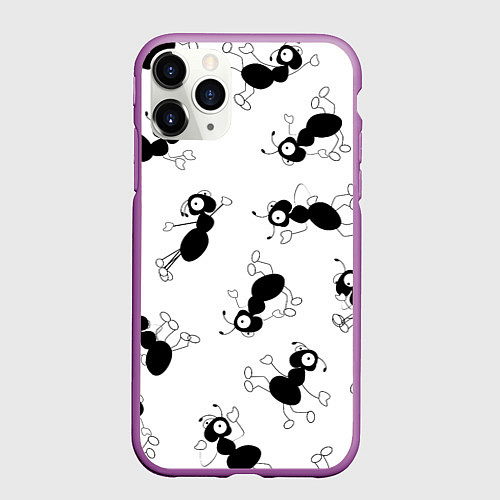 Чехол iPhone 11 Pro матовый Муравьи / 3D-Фиолетовый – фото 1