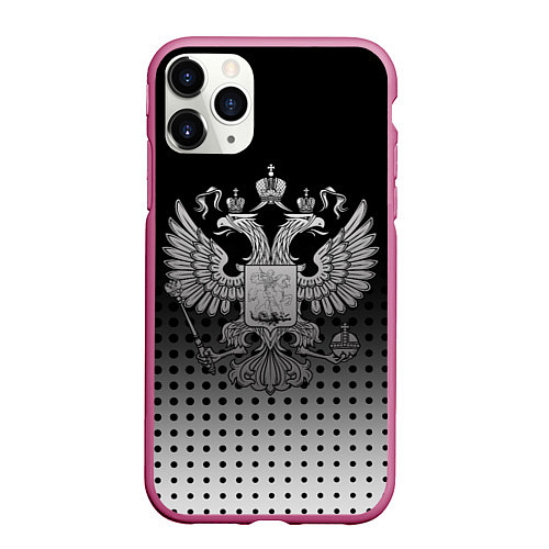 Чехол iPhone 11 Pro матовый Герб / 3D-Малиновый – фото 1