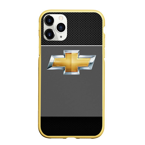 Чехол iPhone 11 Pro матовый CHEVROLET / 3D-Желтый – фото 1
