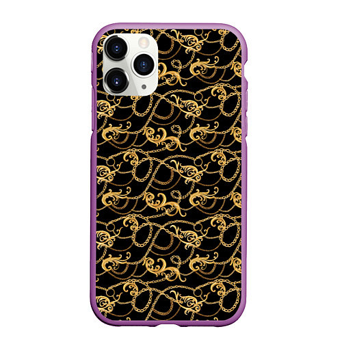 Чехол iPhone 11 Pro матовый Versace / 3D-Фиолетовый – фото 1