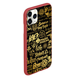 Чехол iPhone 11 Pro матовый ЛОГОТИПЫ РОК ГРУПП GOLD, цвет: 3D-красный — фото 2
