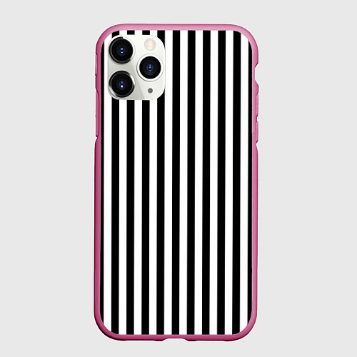 Чехол iPhone 11 Pro матовый Пикси полосы / 3D-Малиновый – фото 1