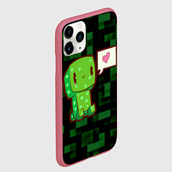 Чехол iPhone 11 Pro матовый Minecraft Creeper, цвет: 3D-малиновый — фото 2