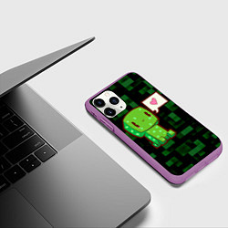 Чехол iPhone 11 Pro матовый Minecraft Creeper, цвет: 3D-фиолетовый — фото 2