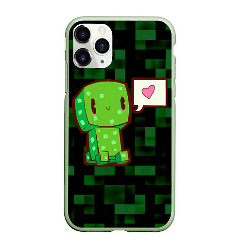 Чехол iPhone 11 Pro матовый Minecraft Creeper / 3D-Салатовый – фото 1