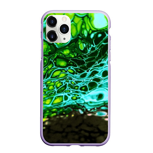 Чехол iPhone 11 Pro матовый Кислотные разводы краски / 3D-Светло-сиреневый – фото 1