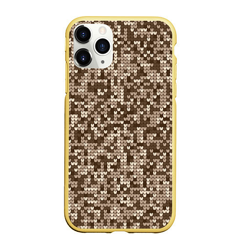 Чехол iPhone 11 Pro матовый ВЯЗАНЫЙ КАМУФЛЯЖ / 3D-Желтый – фото 1