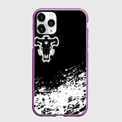 Чехол iPhone 11 Pro матовый Черный Клевер Черный Бык 6, цвет: 3D-фиолетовый