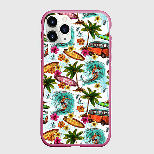 Чехол iPhone 11 Pro матовый Летнее Настроение / 3D-Малиновый – фото 1