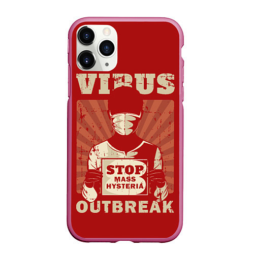 Чехол iPhone 11 Pro матовый Virus Outbreak / 3D-Малиновый – фото 1