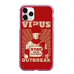Чехол iPhone 11 Pro матовый Virus Outbreak, цвет: 3D-малиновый